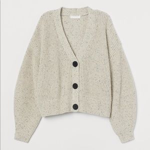 NWT H&M ribbed cardigan in cream donegal knit